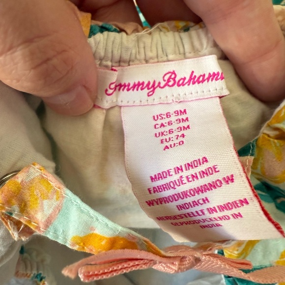Tommy Bahama One Piece Fruit Dress with Headband Size 6-9 months - Picture 4 of 4